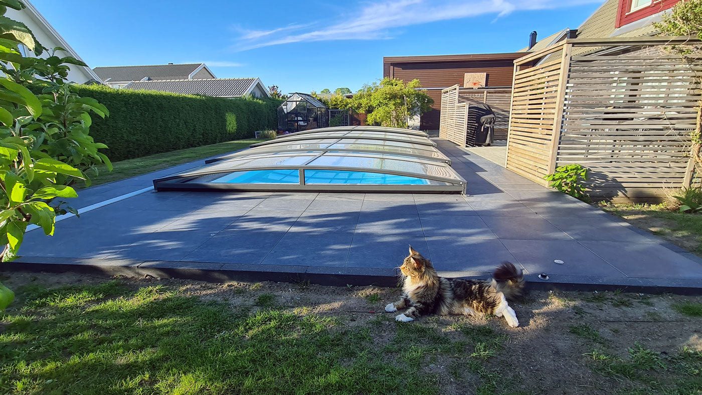 Bassengovertrekk Sydney 4×8 (enkelt skinne, antrasitt)