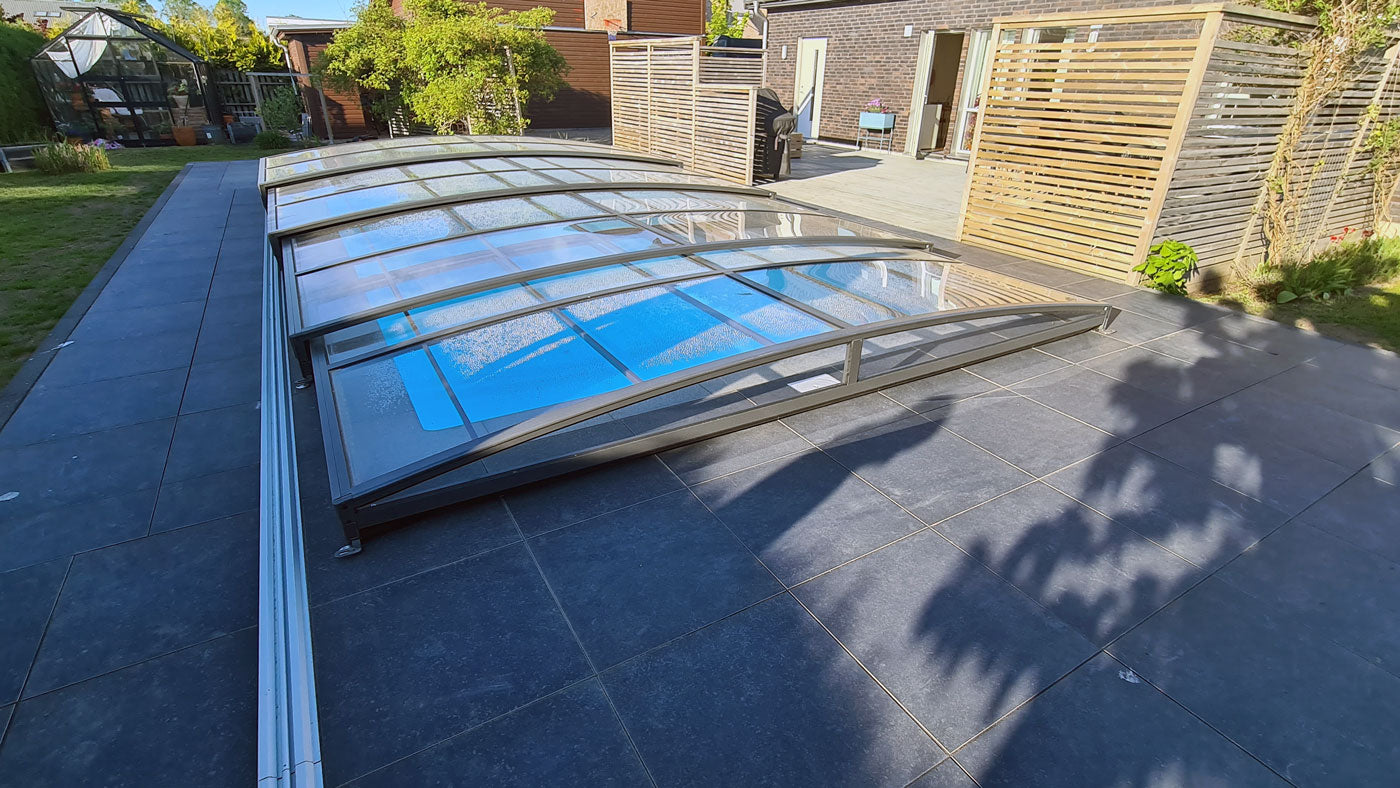 Bassengovertrekk Sydney 4×8 (enkelt skinne, antrasitt)