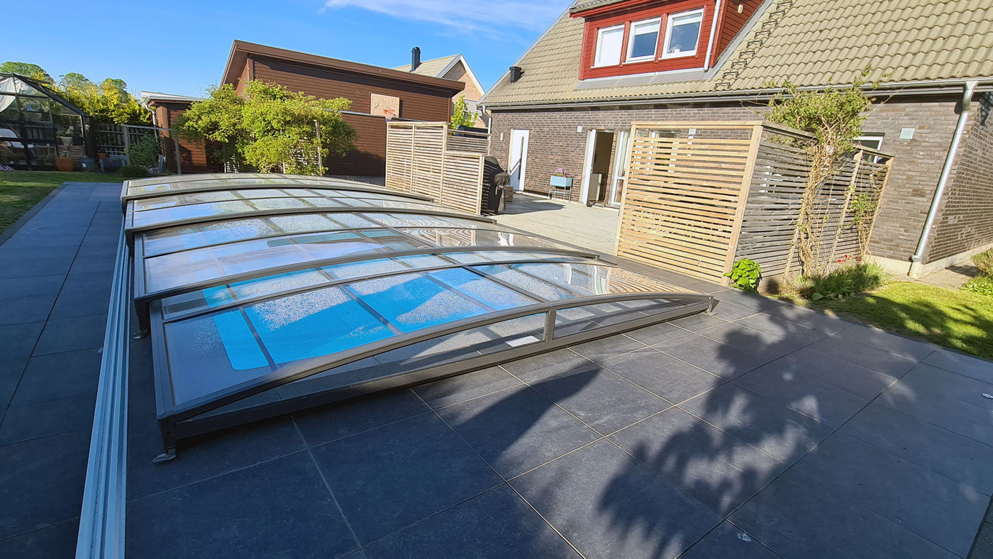 Bassengovertrekk Sydney 4,5×8 (enkelt skinne, antrasitt)