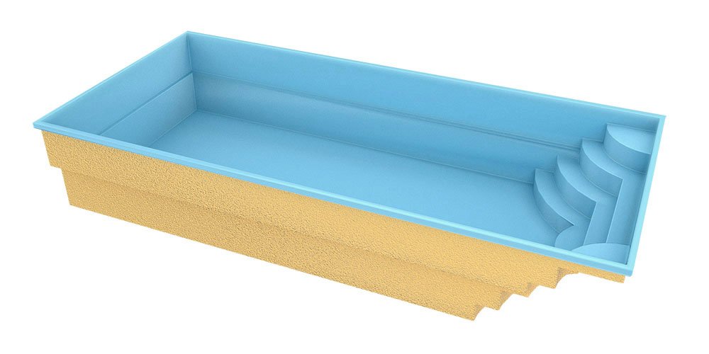 Glassfiberbasseng Aruba 800 8,20m x 3,70m x 1,50m