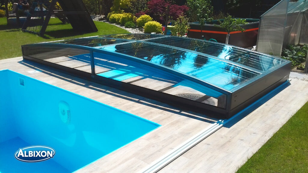 Bassengovertrekk Sydney 4,5×8 (enkelt skinne, antrasitt)