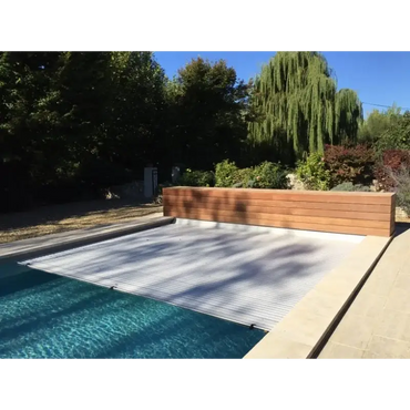 Sleek silver lamelltäckning ovanmark AquaTop 4.5m bredd för pool, 60x14mm