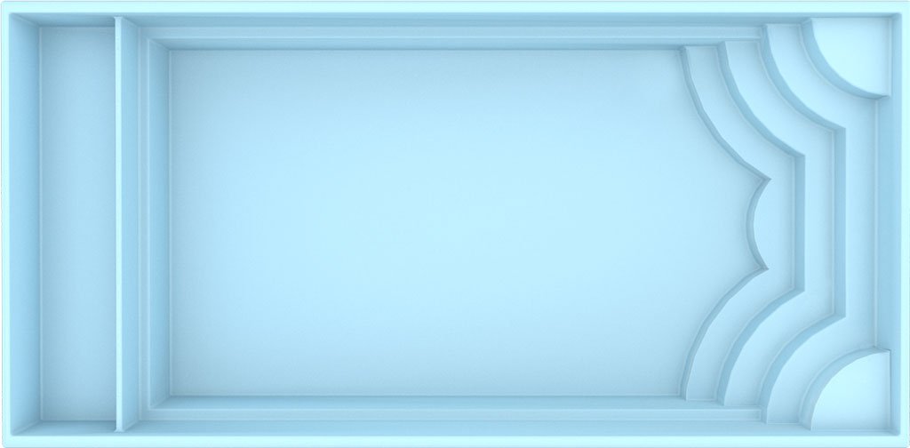 Glassfiberbasseng Aruba Plus 8,00m x 3,70m x 1,50m
