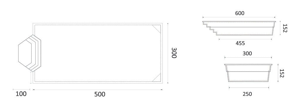 Glassfiberbasseng Grenada 700 7,00m x 3,00m x 1,52m