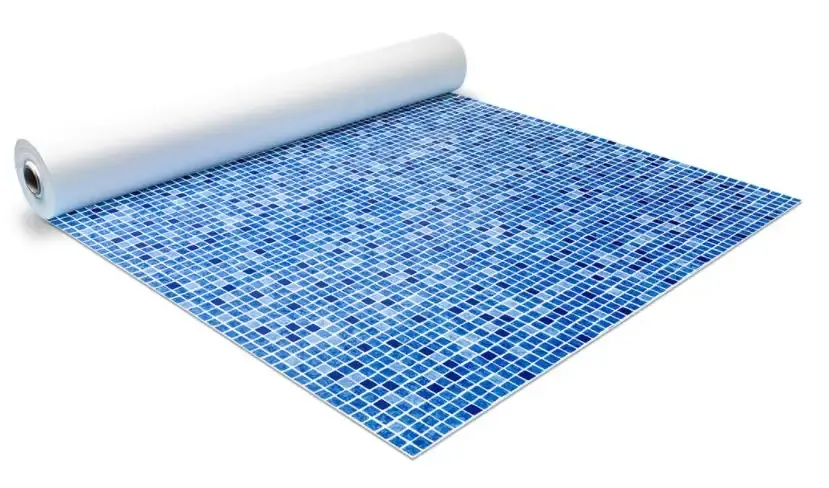 Blå mosaikplattskiva 75mm mönstrad rund för bygga pool på rulle