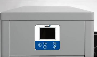 Grå Pahlén Calidi ZP värmepump med vitblå display för pool