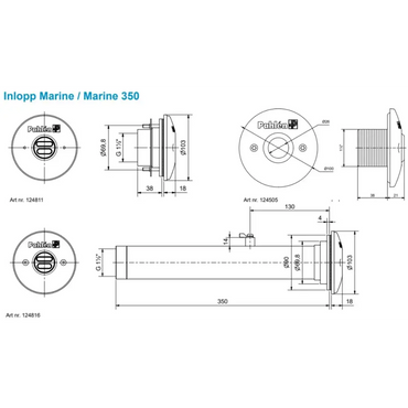 Pahlen Inloppsmunstycke Marine 350 rostfritt stål