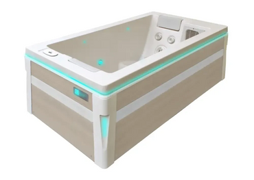 PassionSpa Serene 2 Spabad med beige-vit modern design och turkosa LED-ljuskanter