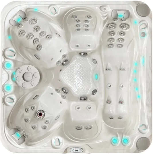 PassionSpa Solace Spabad med blå LED-belysning och silvermunstycken