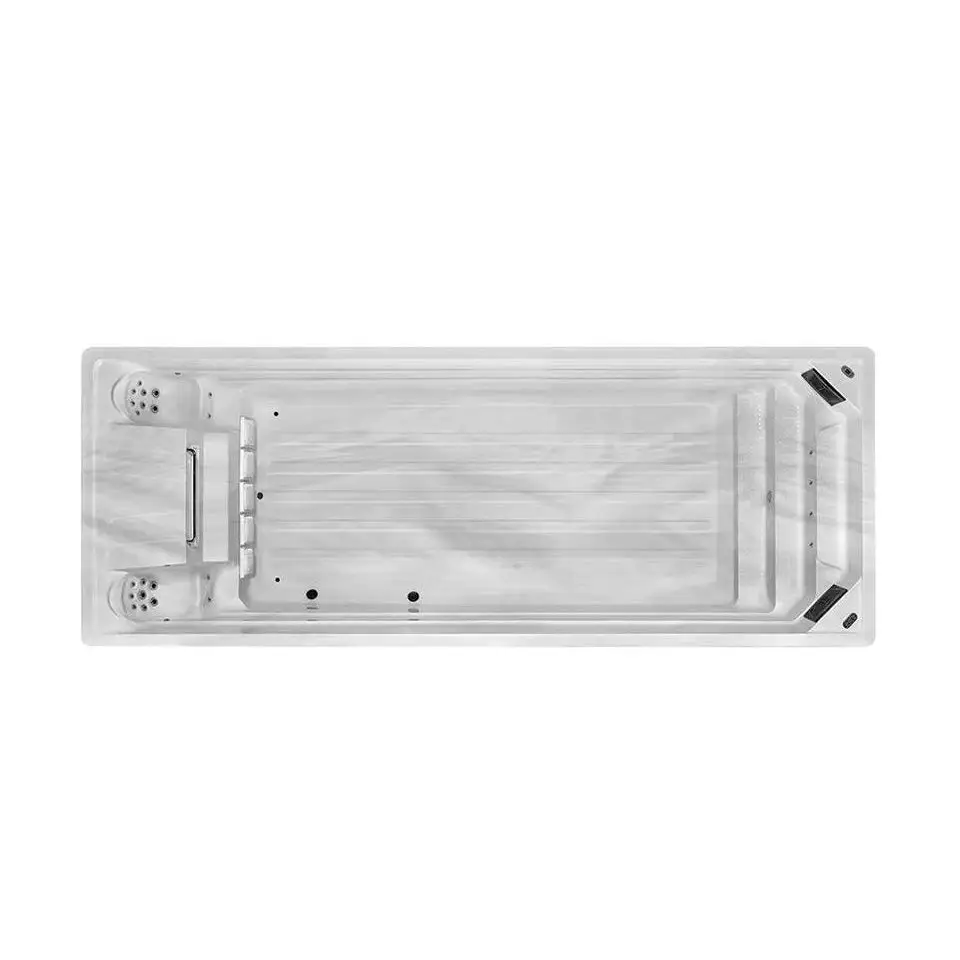PassionSpa Turbine 8 Grand-swimspa – hvit overflate, marmorlignende innside, svarte paneler