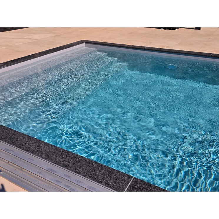 Clear blå pool med 12mm pp-material och mörka kaklade kanter i pooltime exklusiv 4 x 12 x 1,5 m poolpaket