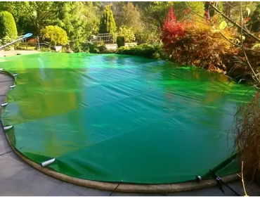 Grön pooltäckning Blå inkl handenhet för pool