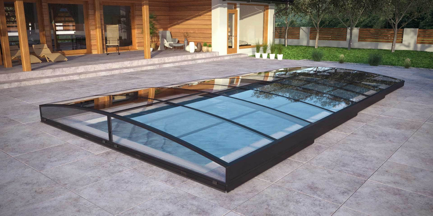 Bassengovertrekk Sydney 4×8 (enkelt skinne, antrasitt)