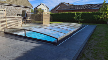 Bassengovertrekk Sydney 4,5×8 (enkelt skinne, antrasitt)