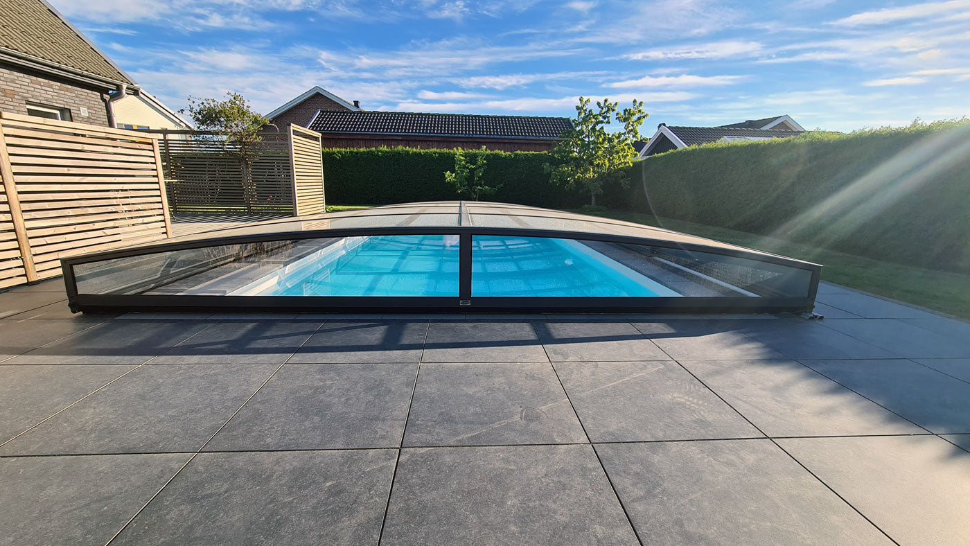 Bassengovertrekk Sydney 4,5×8 (enkelt skinne, antrasitt)