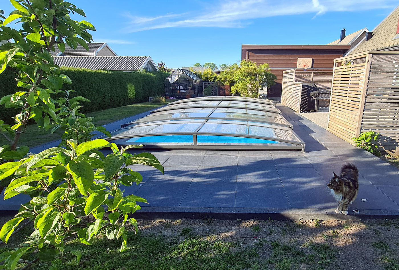 Bassengovertrekk Sydney 3×5 (enkelt skinne, antrasitt)