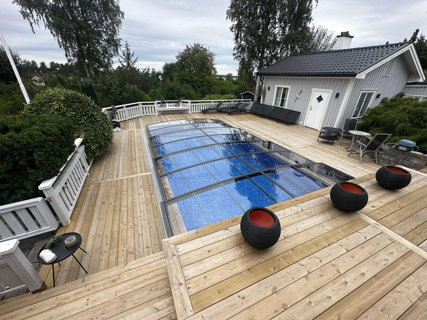 Bassengovertrekk Sydney 4×8 (enkelt skinne, antrasitt)