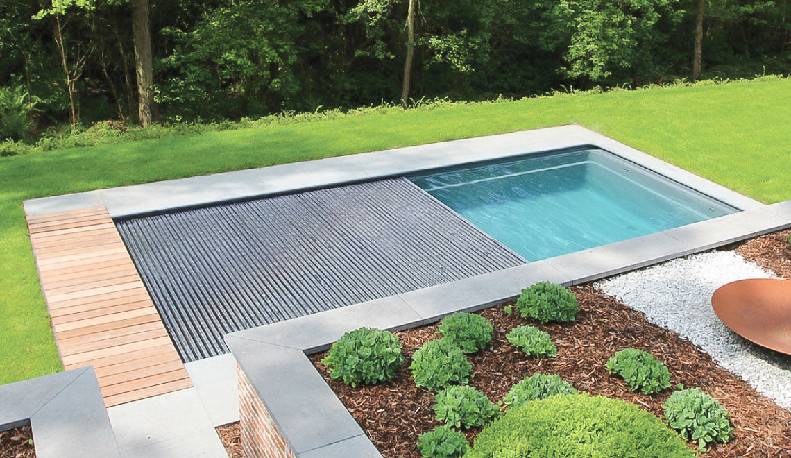Leisurepools Reflection med lamellkasse 3,8 × 7,92–9,92 m, 1,28–1,78 m dybde