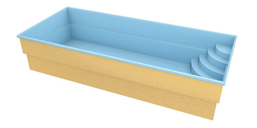 Glassfiberbasseng Papeete 700 7,00m x 3,50m x 1,50m