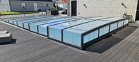 Bassengovertrekk ICON 4×8 med kantlist klar plast antrasitt