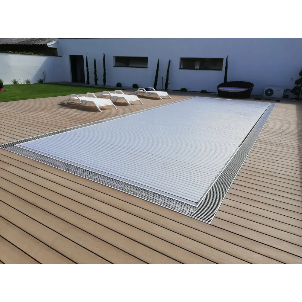 Silvrigt metallpoolöverdrag Aquatop nersänkt med texturerad yta 60x14mm