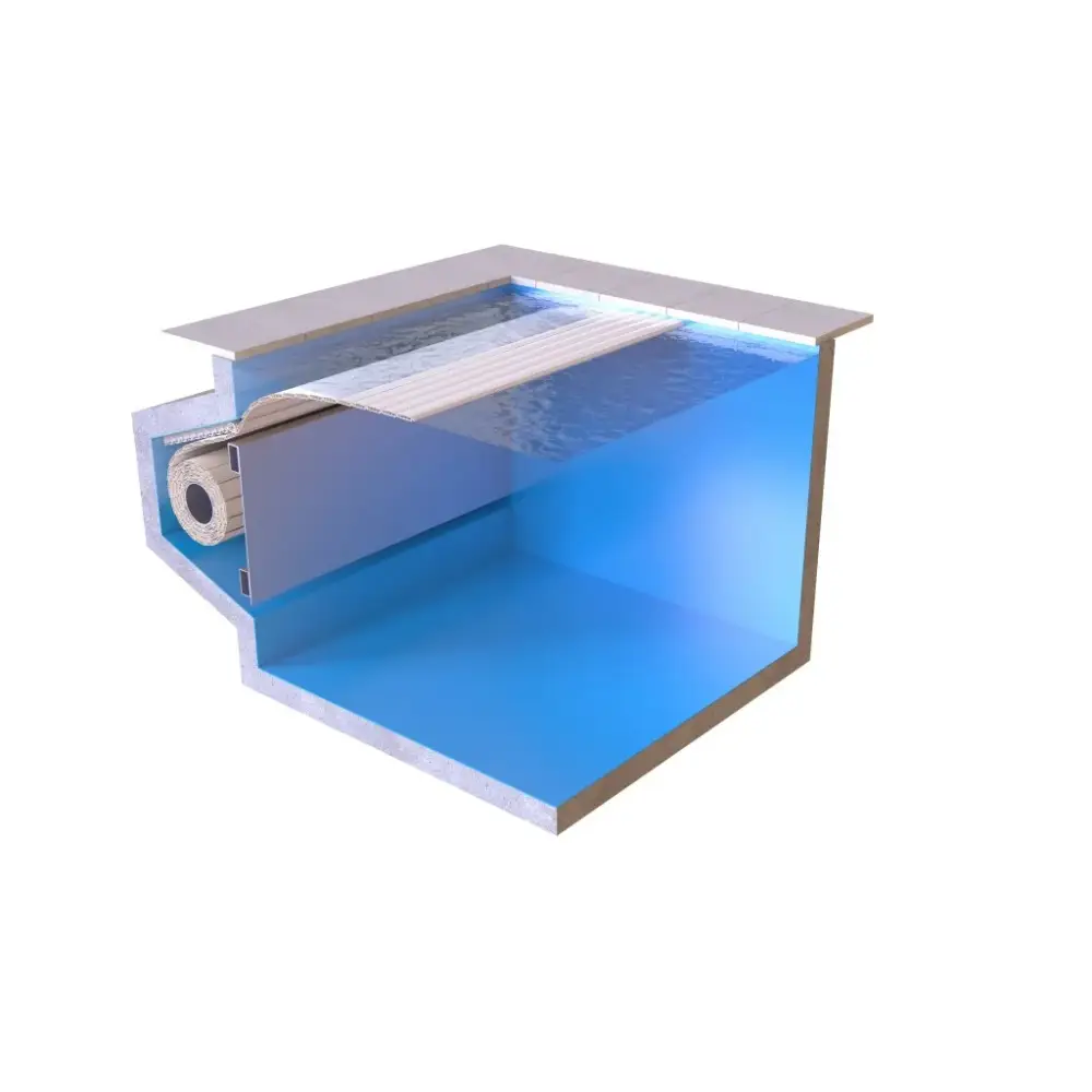 Blå pool med extern motor, 60x14mm ribbad filtrering och ram för AquaTop nersänkt 800 3m bredd