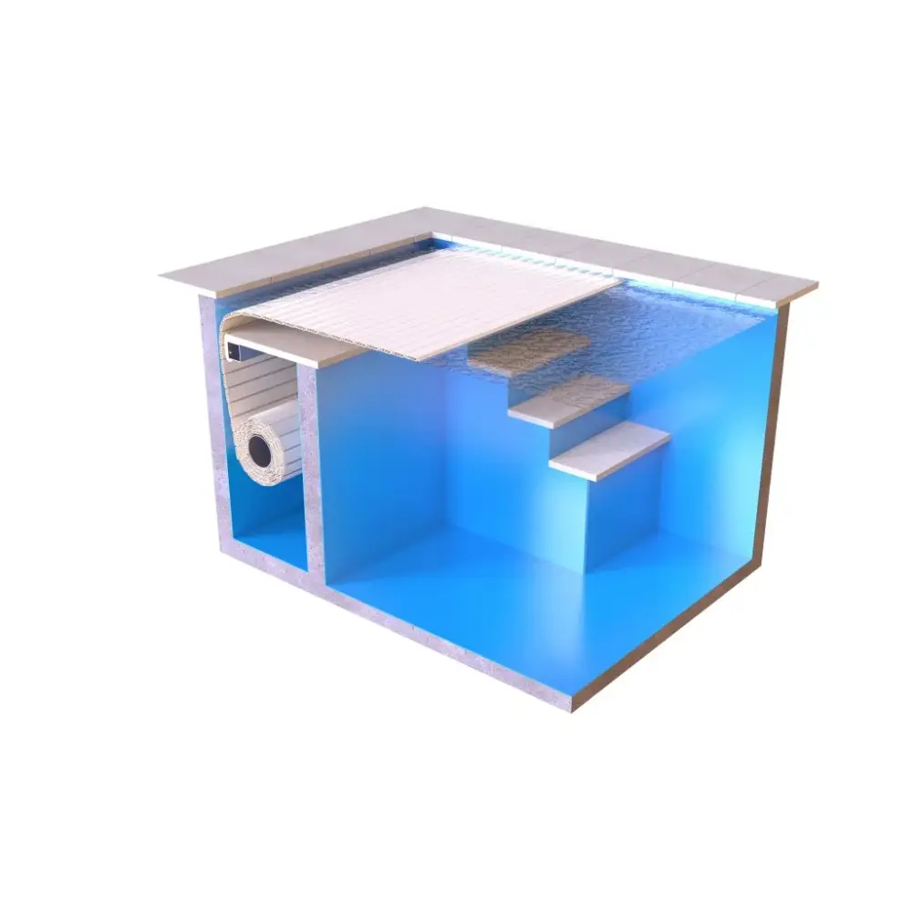 Blå inomhuspool med extern motor, 60x14mm ram och vit filtrering