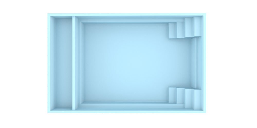 Glassfiberbasseng Bahama 600 6,10m x 3,75m x 1,50m