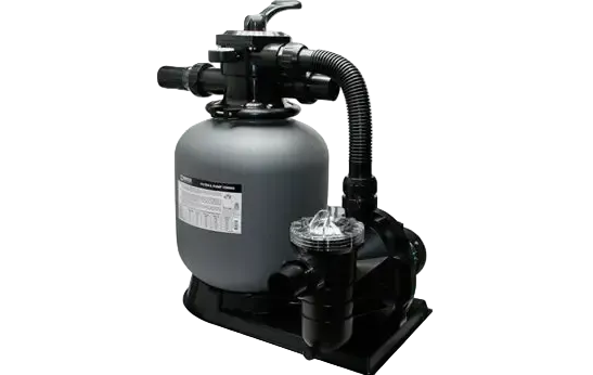 Brilix FSP350-kombinasjon av sandfilter og pumpe – grå sylindrisk form, svart bunn