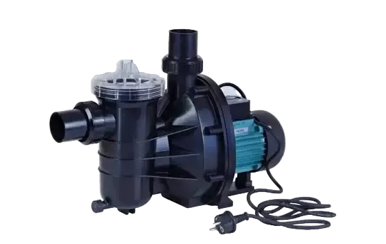 Brilix FXP cirkulationspump 15m3 för pool med svart pump, turkos motor och klar lock