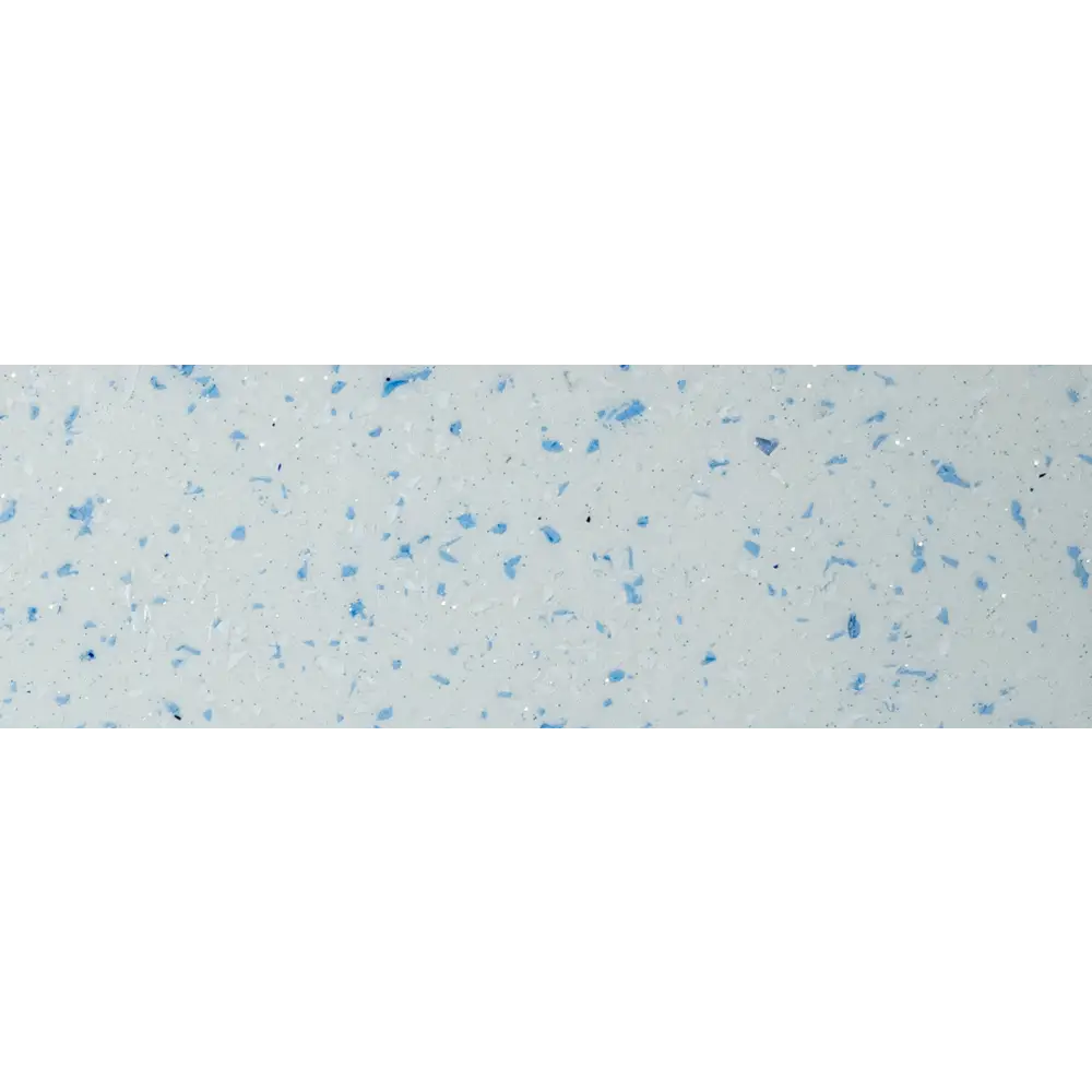 Ljusblå fläckig glasfiberpool Aves med romersk trappa och glansig bänkskiva