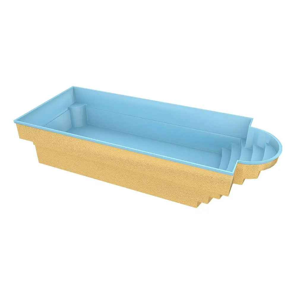 Glasfiberpool Aves med romersk trappa i ljusblått och beige