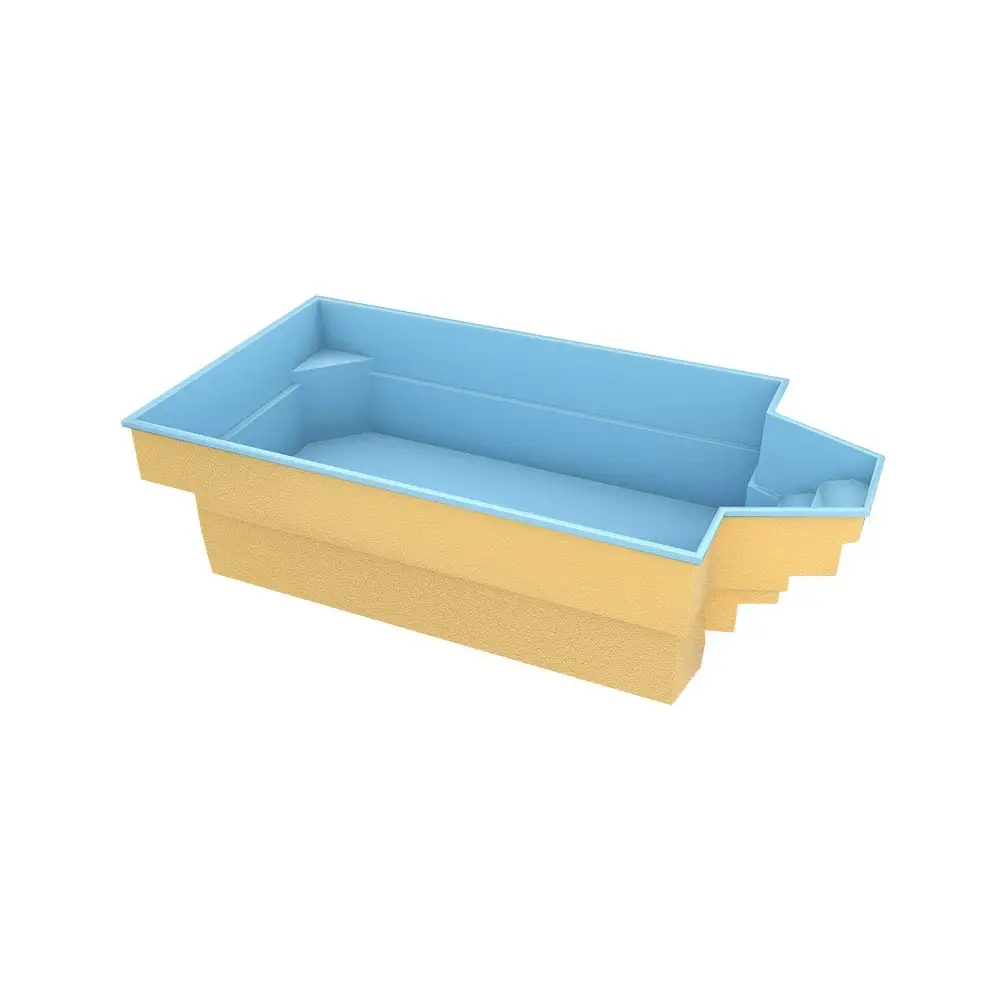 Medelstor glasfiberpool Grenada med tvåtonad blå-gul interiör