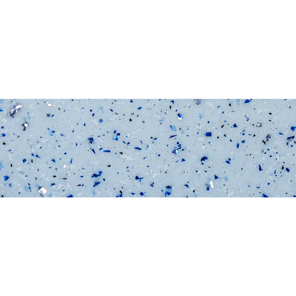 Ljusblå yta med glänsande blå och svarta glasbitar för glasfiberpool Jamaika 25x3 75x1 50m