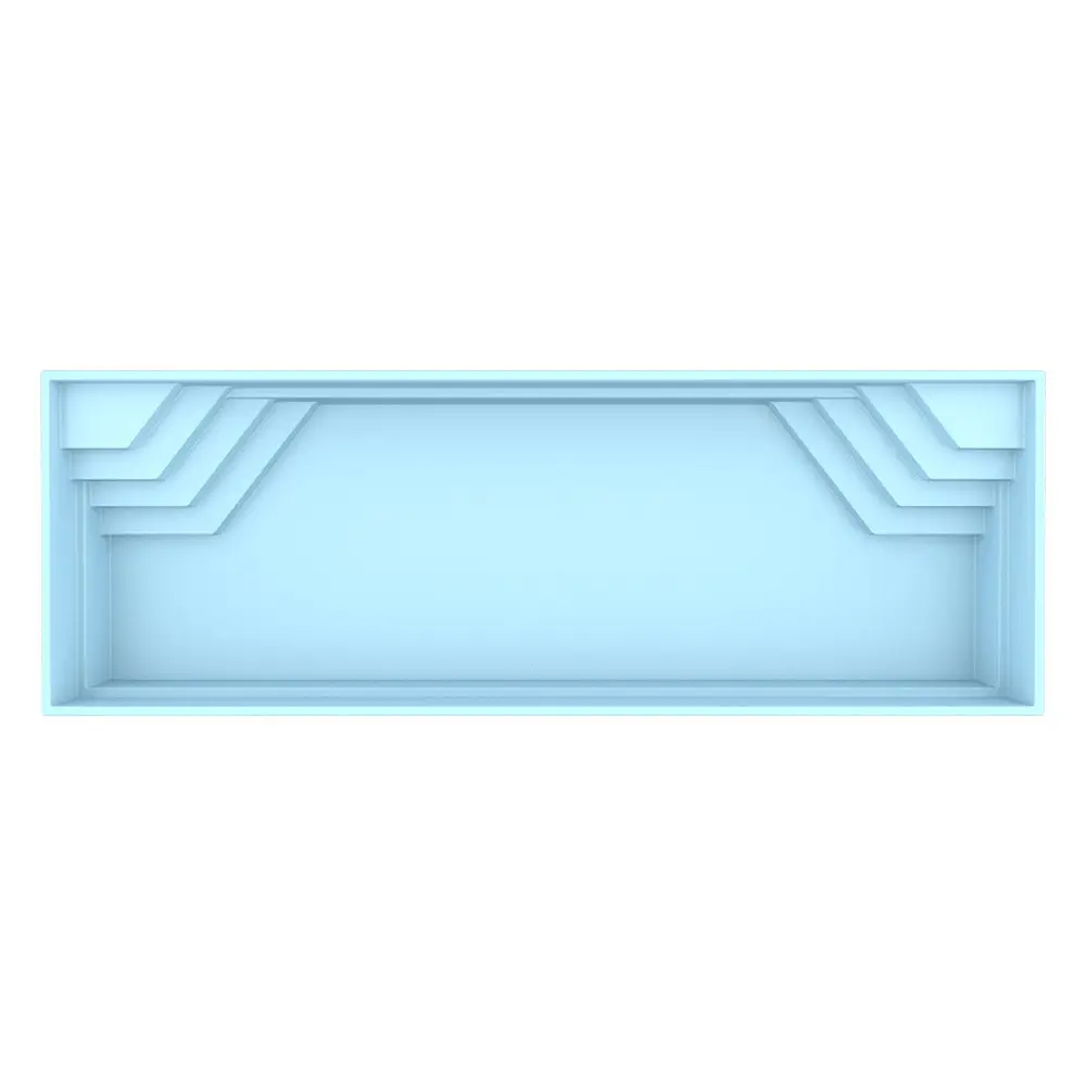 Ljusblå rektangulär ram med geometriska utskärningar för glasfiberpool Jamaika 25x3 75x1 50m