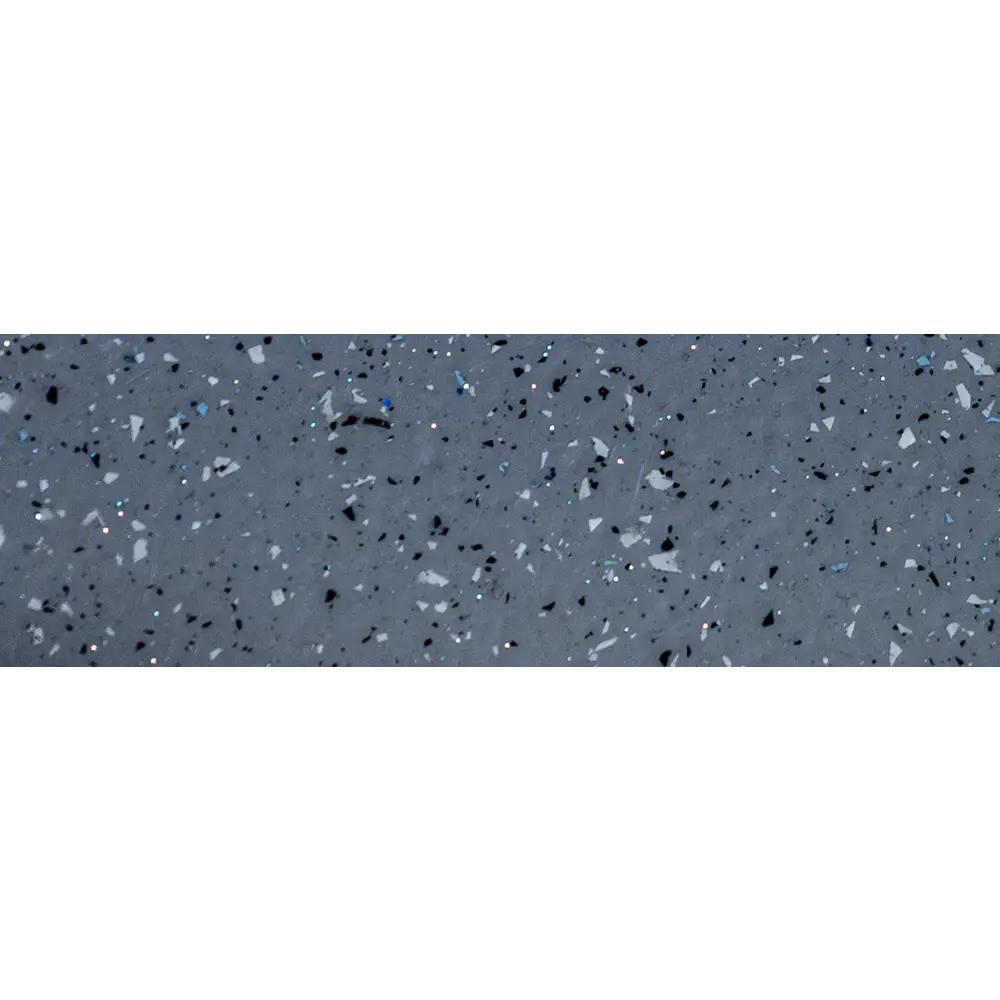 Grå terrazzo-yta med svarta, vita och blåa fläckar för Jamaika glasfiberpool 25x3 75x1 50m