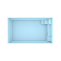 Ljusblå glasfiberpool Mini Victoria 4,20m x 2,70m x 1,30m med steg och kantsten