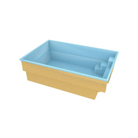 Glasfiberpool Mini Victoria rektangulär pool 4,20x2,70x1,30m blå interiör tan exteriör