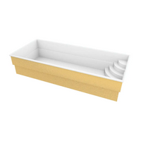 Glasfiberpool Papeete med vitguld texturerad rektangulär pool och stegaccess