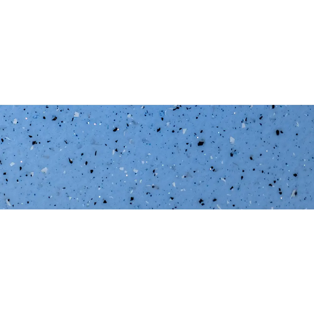 Ljusblå terrazzo med svarta och vita fläckar på glasfiberpool Victoria med bekväm sittplats