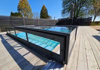 Bassengovertrekk ICON KIT S2 4×8 (klart glass, sidedør, enkel skinne, antrasitt)