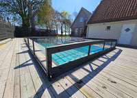 Bassengovertrekk ICON KIT S2 4×8 (klart glass, sidedør, enkel skinne, antrasitt)