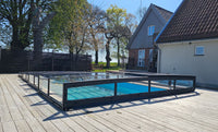 Bassengovertrekk ICON KIT S1 3×6 (klart glass, sidedør, enkel skinne, antrasitt)