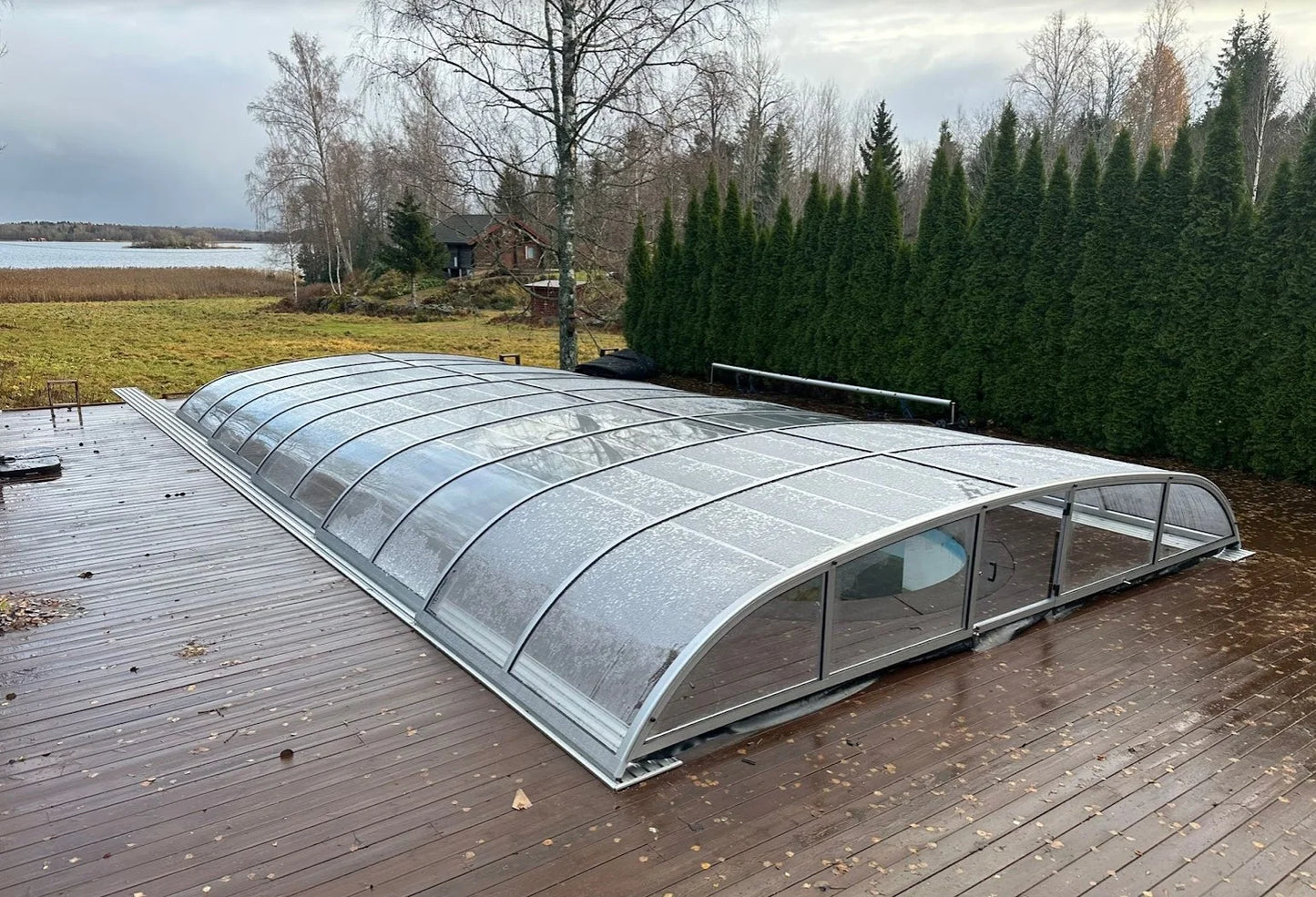 Bassengtak NIVO KIT A 4×8 (klart glass, ANOX, inngangsdør)