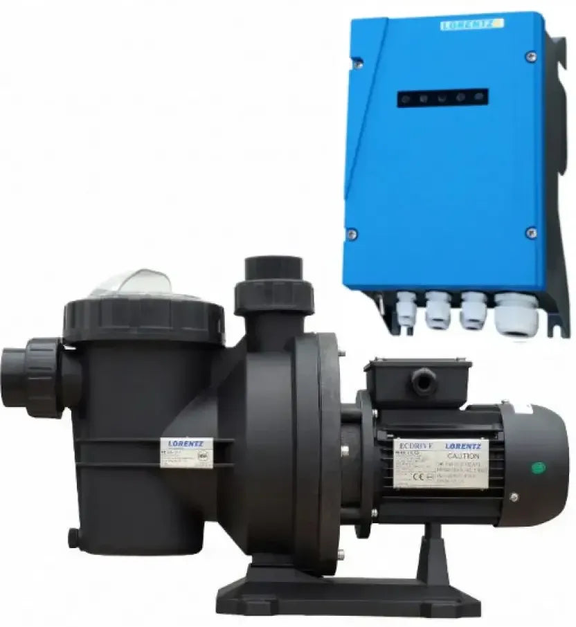 Lorentz solcellspumppaket PS2-600 svart poolpump med blå kontrollpanel