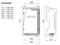 Lorentz solcellspumppaket PS2-600 controller med grå metallkåpa och ventilationsflänsar