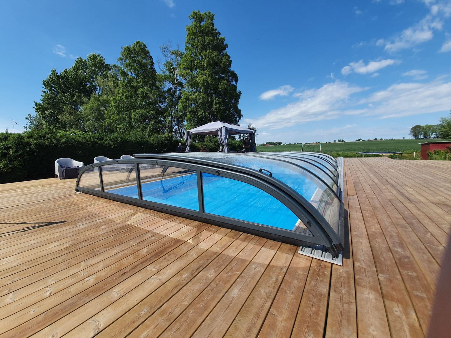 Bassengovertrekk NIVO KIT 750B 3,5×7 (klart glass, sidedør)