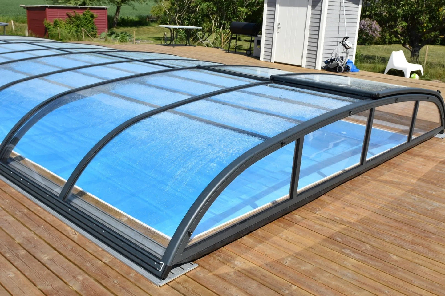 Bassengovertrekk NIVO KIT 750B 3,5×7 (klart glass, sidedør)