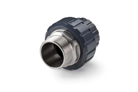 Unionskobling PVC/RF 50 × 1½″ utvendige gjenger.