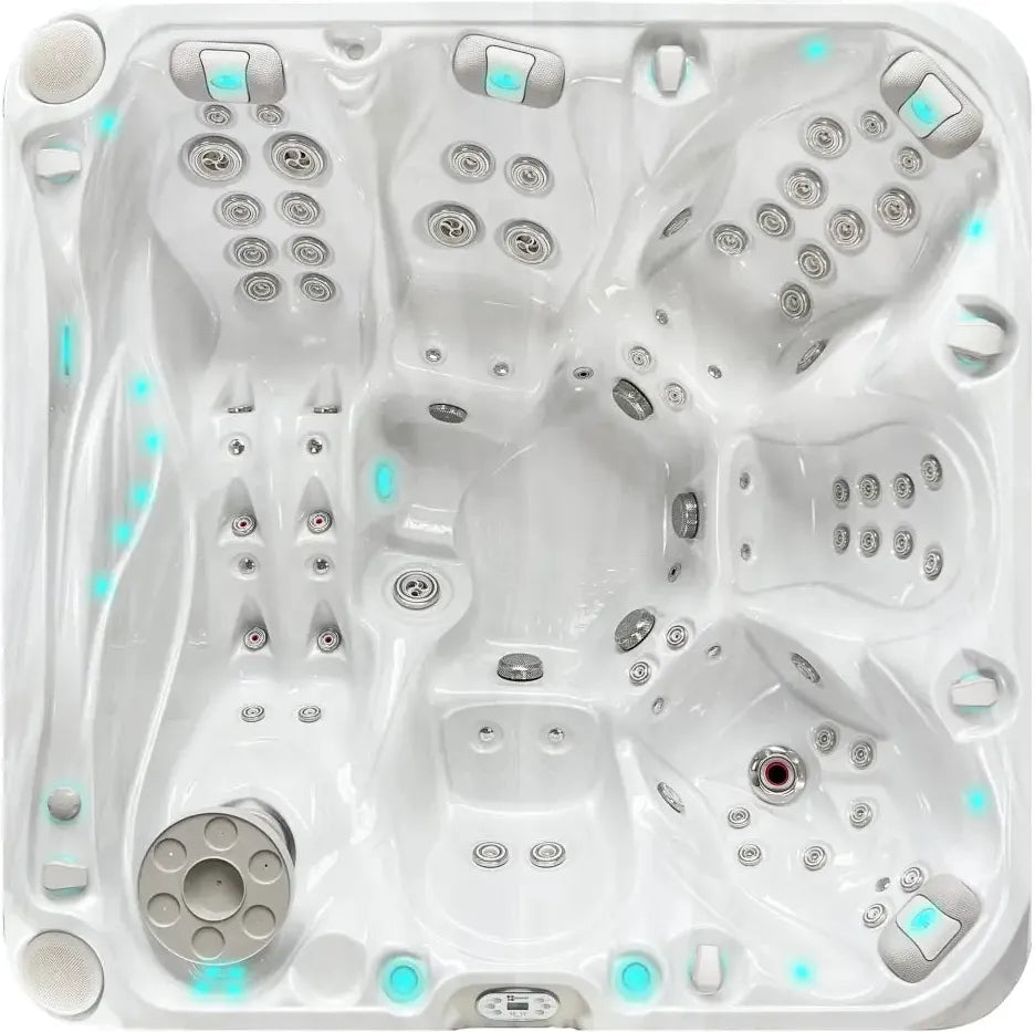 Vitvitt spabad PassionSpa Admire Signature Collection med blå LED-belysning